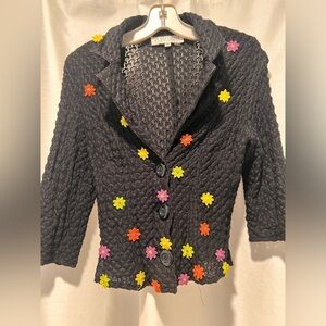 Vintage knit jacket with floral apliques
